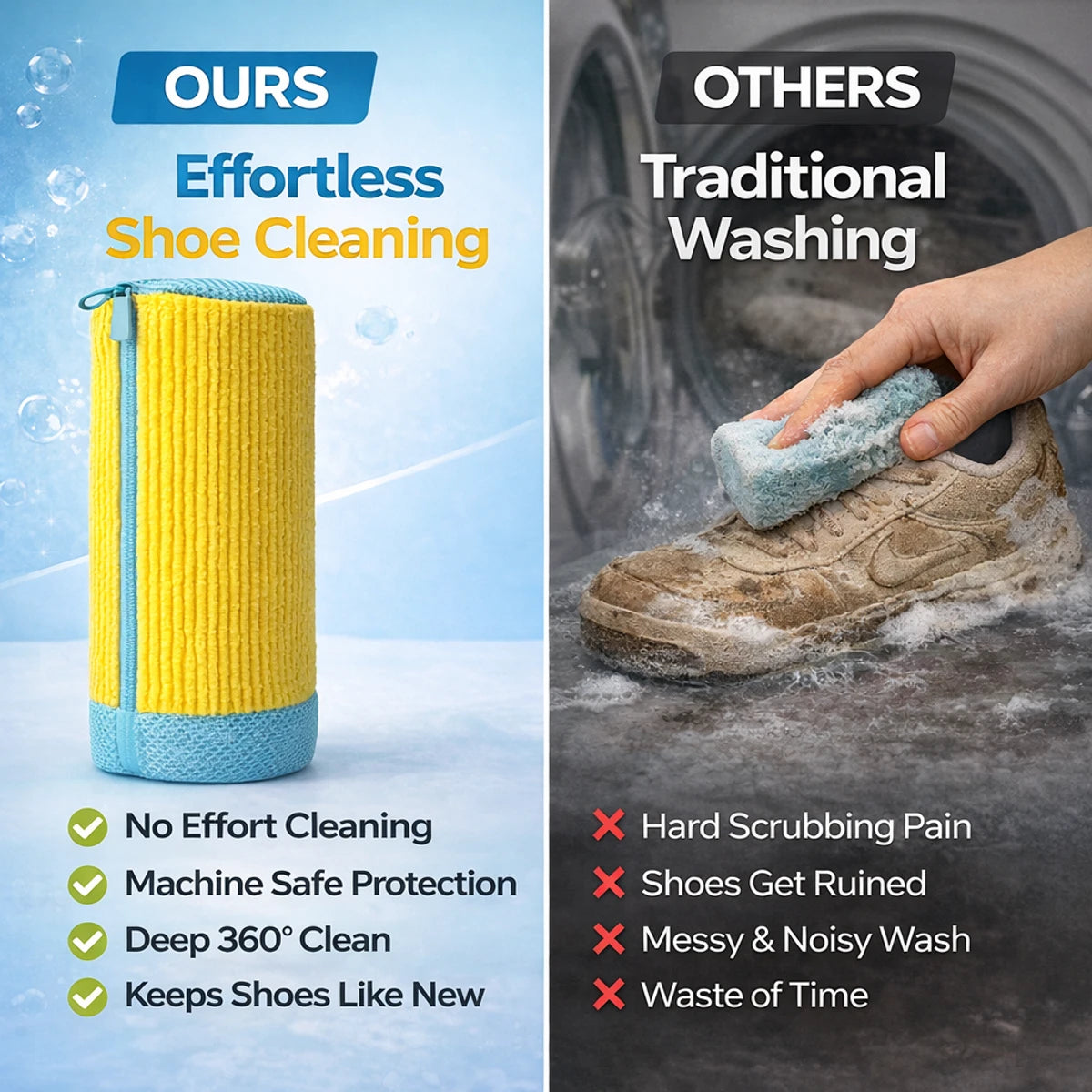 ShoeCare Pro™ – India’s #1 No-Scrub Shoe Washing Bag (1+1 Free ) ( Free Brush)