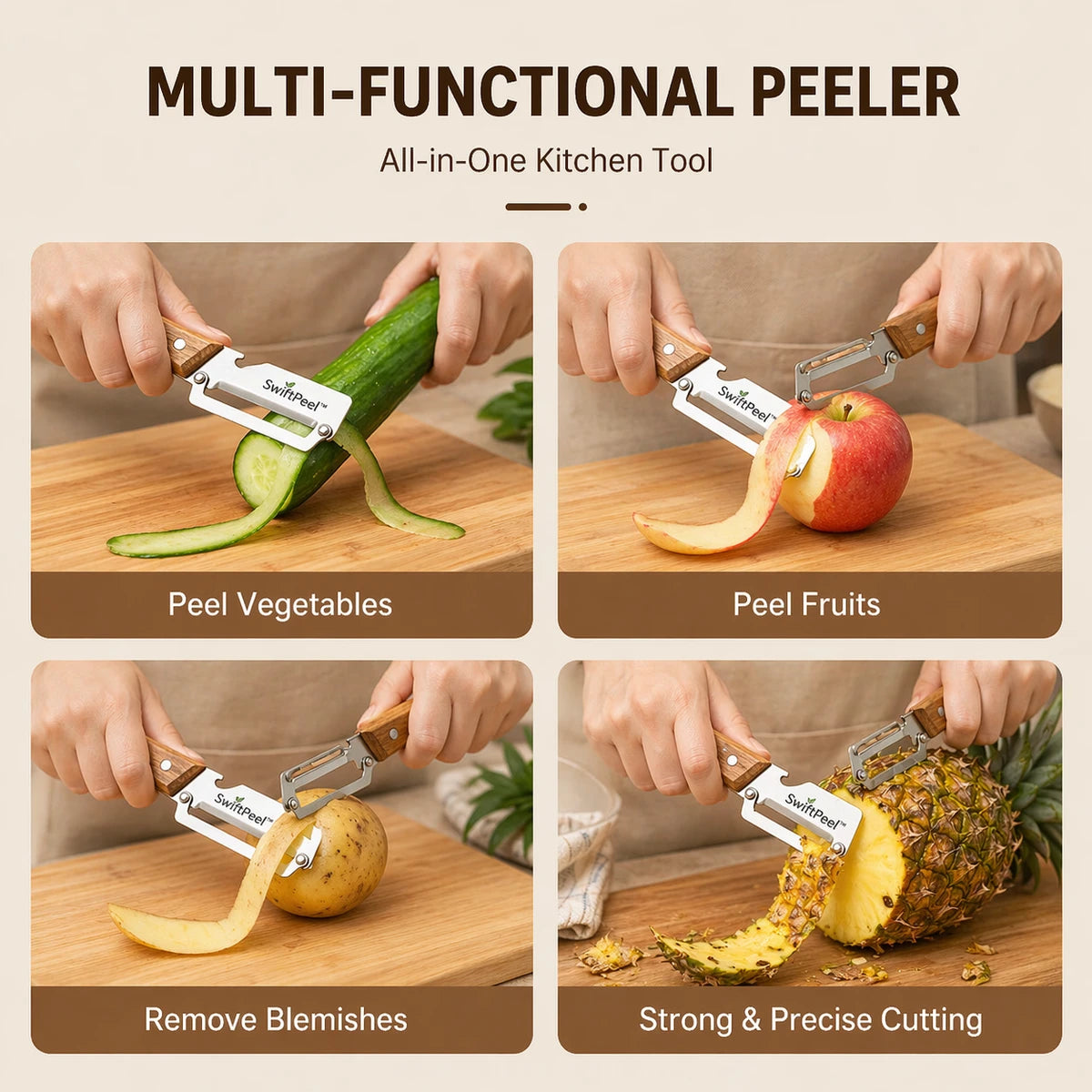 SwiftPeel™ Stainless Steel Peeler – Effortless Zero-Waste Cutting in Seconds (Buy 1 Get 1 Free)