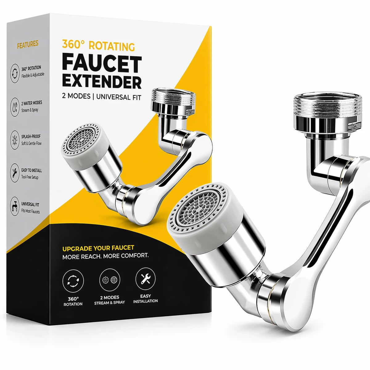 TapFlow™ 360 Splash-Free Extender - Rotating Faucet &Tap Extender Made of Stainless Steel (Buy 1 Get 1 Free)