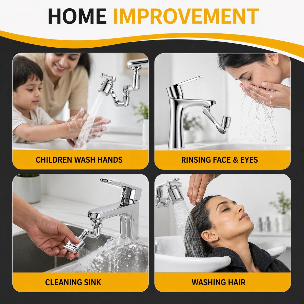 TapFlow™ 360 Splash-Free Extender - Rotating Faucet &Tap Extender Made of Stainless Steel (Buy 1 Get 1 Free)