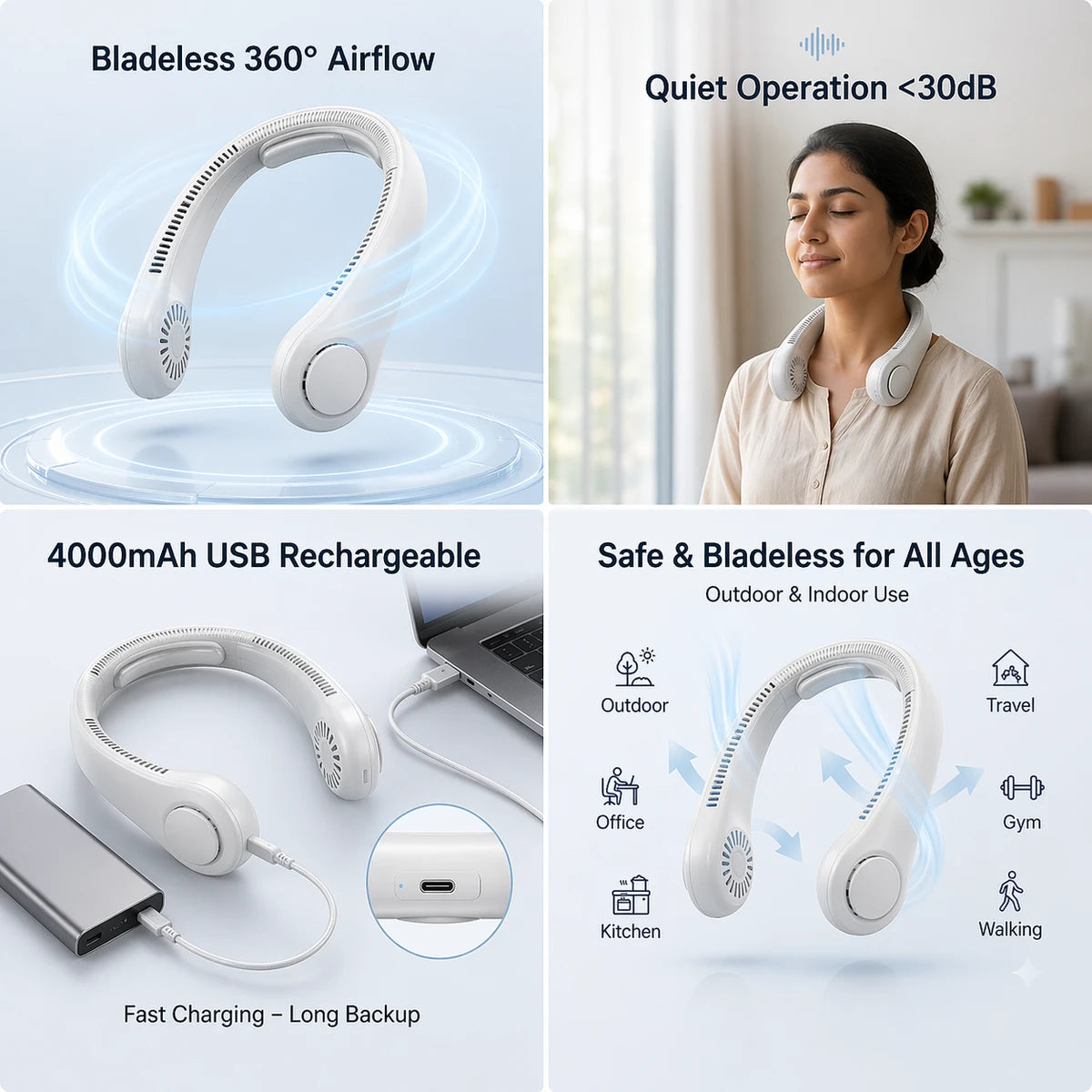 AeroCool™ 360 Pro – Hands-Free Instant Neck AC - 4000 mAh - 6 HR Battery Life