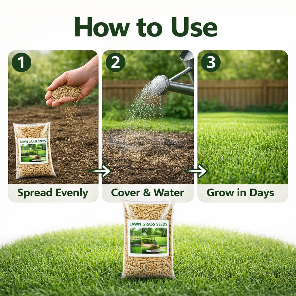 EverGreen™ Lawn Seeds - Green Lawn in Just 7 Days Without Daily Maintenance 200gms (Buy 1 Get 1 Free)