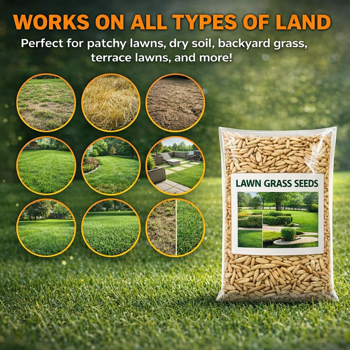 EverGreen™ Lawn Seeds - Green Lawn in Just 7 Days Without Daily Maintenance 200gms (Buy 1 Get 1 Free)